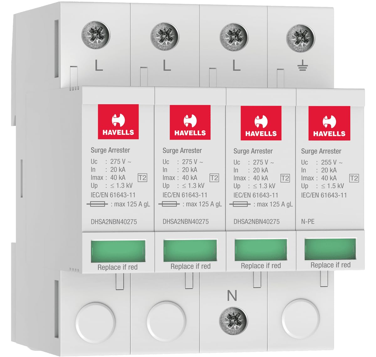 Havells AC SPD 3 Phase 4 Pole 320V, Surge Protection Device AC SPD (Type 2)